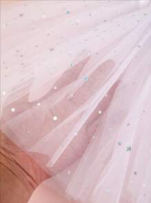 1pc Star Net Yarn Skirt, 30cm Length, Suitable For Teenagers, All Season, Fluffy, Mesh, Party, Role-Play, Carnival, Christmas, Halloween, Three-Layer, Ballet, Stage, Running, Star, Puffy, Princess,