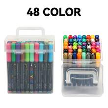 12/24/36/48/60/80 colores Juegos de rotuladores de punta blanda de acrílico líquido directo profesionales con gran capacidad de relleno como regalo de Navidad para madera, rocas, calabazas, tela, vidrio, plástico, cerámica, manualidades, Pascua, grafiti, creación artística, que no se desvanece en papel, de vuelta al colegio - Negro - Ver 12