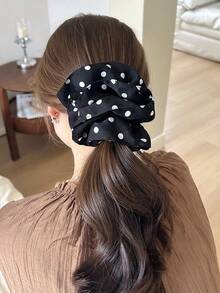 2025 New French Polka Dot Scrunchie, Minimalist Niche Elegant Fabric Hair Tie Hair Scrunchiescrunchies Scrunchy Hair Ties