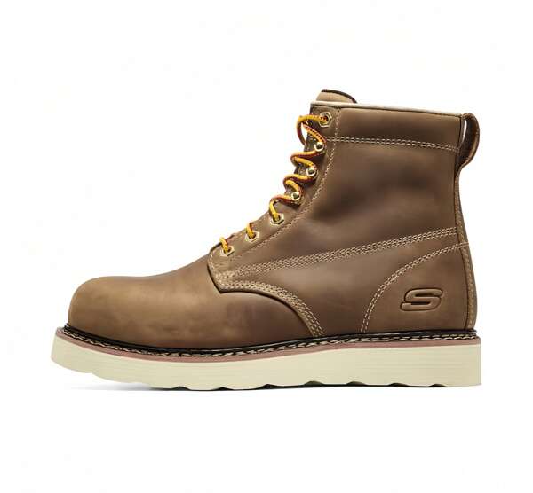 Skechers حذاء رياضي رجالي للعمل من الجلد الكلاسيكي ذو أربطة، خشن ومتعدد الاستخدام للارتداء اليومي