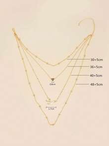 1pc Mother & Child Heart-Shaped Rhinestone Inlaid Multi-Layer Chain Necklace, Mother's Day Gift - Necklace - View 2