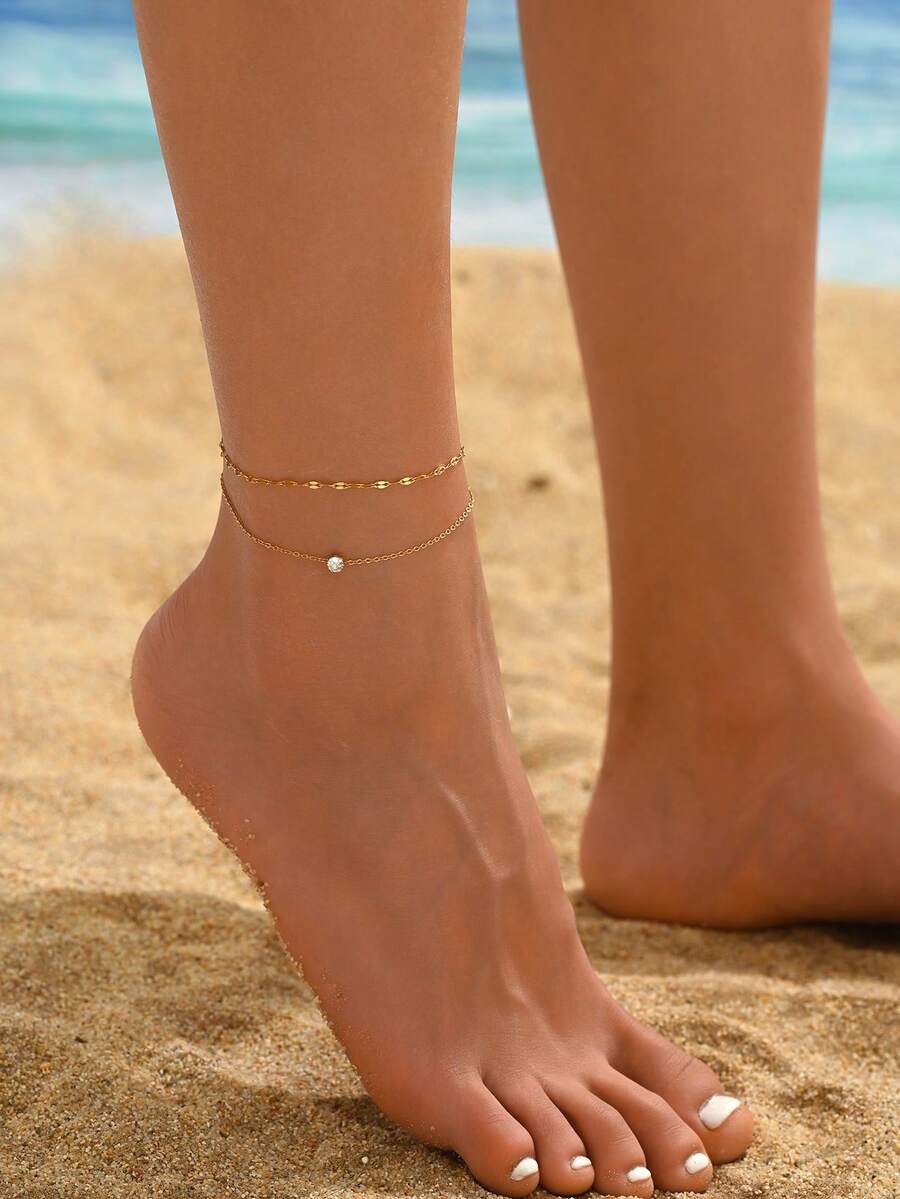 1 件时尚不锈钢脚链，简约实用，多用途