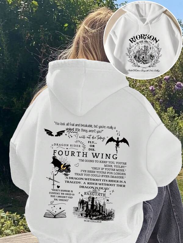 Moda Criativa Dragão Terra Quarta Asa Esportes Top Feminino Casual Moletom Com Capuz