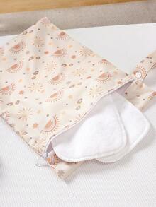 2 piezas Bolsa impresa con diseño solar, impermeable y para mojado/seco, bolsa de almacenamiento para playa y viaje, bolsa de pañales - Multicolor - Ver 4