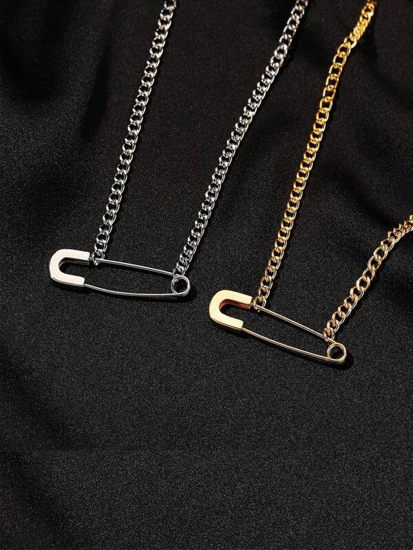 1 Piece, A Creative Pin Element Pendant Necklace, A Minimalist And Retro Women's Necklace, A Jewelry Accessory, Suitable For Couples' Daily Outfits, Dates, And Travels