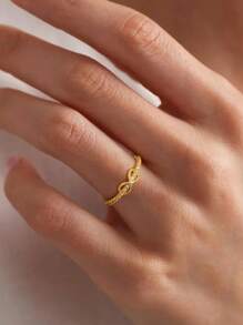 Stylever 1 pièce Bague en Zirconia scintillante avec nœuds de corde à huit diamants pour femmes, en argent sterling 925. Bague de fiançailles, de mariage, pour occasion spéciale. Cadeau d'anniversaire pour petite amie