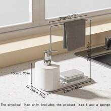 1pc Kitchen/Bathroom Soap Dispenser With Storage Shelf, Multi-Functional Dish Soap/Hand Soap Dispenser With Sponge Holder, Refillable And Reusable Detergent Dispenser For Sink, Countertop, Shower Room Kitchen Items Kitchen Accessories Kitchen Tools - Multicolor - View 14