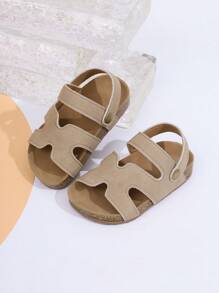 1 Paio di Sandali casual in stile moda per bambini, con suola morbida, color kaki, scarpe da spiaggia estive unisex per bambine e bambini, con suola morbida, slip-on, punta aperta