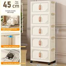 5/3/1层多功能五层折叠收纳柜，大容量收纳 - 万向滚轮可360°旋转 - 节省空间 - 双门设计，适用于存放衣服、床上用品、零食、文具、鞋子、包包等，大容量收纳 正装 裤子 鞋子 牛仔裤 靴子 裙子 卧室，收纳盒，家居收纳，白色T恤女，黑色裤子女，女士冬装，连衣裙，