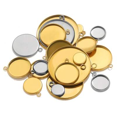 10 قطع من الفولاذ المقاوم للصدأ قاعدة دائرية من 6 إلى 30 ملم، يمكن تزيينها بأحجار كريمة واستخدامها كقلادة أو سوار أو إكسسوارات مجوهرات لصناعة DIY