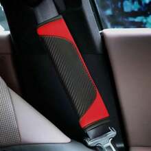 2pcs Customized Logo Carbon Fiber Leather Car Seat Belt Shoulder Pad Covers