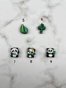 9pcs/Set Panda Cartoon Pattern Sandal Accessories Decorative DIY Decoration Kit, Suitable For Beach, Holiday, Birthday Gifts