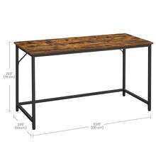 VASAGLE bureau, table, poste de travail, 135 x 60 x 76 cm, pour bureau, salon, chambre, assemblage simple, métal, style industriel, marron rustique et noir - Bordeaux - Voir 4