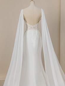 New Floral Mesh Mermaid Hem Splice Ribbon Maxi Elegant Wedding Dress