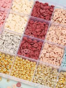 1 Box/4000pcs Soft Bohemian Style Polymer Clay Beads Set - Mixed Shapes With Hollow Details - DIY Jewelry Making & Friendship Bracelets - Multicolor - View 8