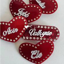 Pinza de cabello personalizada de acrílico con nombre, pinza de cabello DIY con rhinestones con forma de corazón, accesorio de cabello de alta gama como regalo para novia, dama de honor