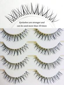 Asiteo 5 Pairs Cartoon Style False Eyelashes, 1 Piece Eyelash Extensions, Transparent Natural Makeup Effect, Thick Curly Design, Suitable For Beginners, Reusable - Spiky Manga Lashes - View 6