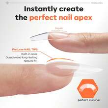 Modelones Pro Luxe Instant Nail Apex Tips 15 Sizes, Medium Almond Extension Gel Tips Pre-Building & Pre-Etched Thicker Strength Acrylic Fake Nails Full Cover 240 Pcs - Clear - View 2