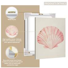 1 pieza, Cuadro colgante de lienzo, enmarcado, Arte de pared, Pósteres, Impresión de concha color rosa pastel, Decoración de habitación de playa, Póster de surf oceánico, Casa de playa, Chica de coco universitaria, Decoración de dormitorio elegante, Decoración de habitación, Arte rosa, Decoración del hogar