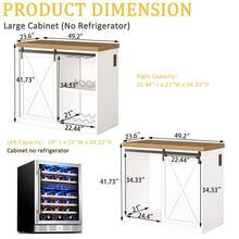 Bvldfamly Farmhouse Coffee Bar Cabinet With Fridge Space, 49.2" Fridge Cabinet With Sliding Barn Door, Kitchen Buffet Sideboard With Wine Rack, Glass Holder, Power Outlets, Dining Room Living Room, White - White - View 2