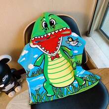 1 件适合儿童的卡通浴袍，尺寸 60 厘米 * 120 厘米，可铺开当毯子，涤纶制成，带塑料按扣，吸水速干沙滩巾，可爱卡通幼儿游泳袍