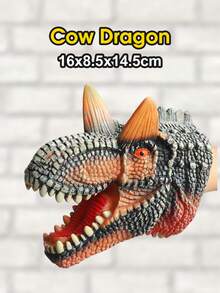 儿童橡胶恐龙头手偶玩偶，男孩游戏礼物，亲子互动木偶表演道具，节日派对装饰品 - 彩色 - 查看 11