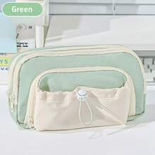 1pc Drawstring Pocket Pencil Case Pen Bag, Cute Cartoon Cream Color 5 Layer Large Capacity Storage Pouch, For Student Stationery School - Multicolor - View 8