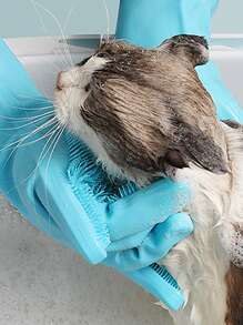 1 Pair, Pet Hair Removal And Bathing Silicone Gloves, Approx. 3000 Massage Nodes And Foam Enhancement