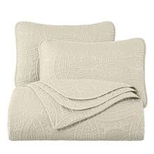 Austin Oversized Bedspread Set 3-Piece Ultrasonic Quilted Soft Lightweight Microfiber Coverlet For All Season - Ivory - View 5