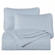 Austin Oversized Bedspread Set 3-Piece Ultrasonic Quilted Soft Lightweight Microfiber Coverlet For All Season - 銀色 - 查看 5