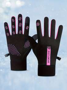 1pair Winter Waterproof Windproof Non-Slip Touch Screen Warm Gloves, For Outdoor Cycling, Driving, Skiing