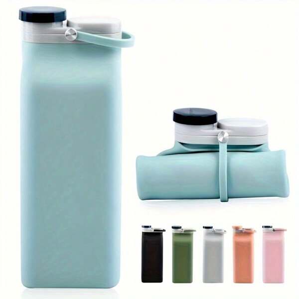 1pc Foldable Water Bottle 21oz/600ml, Leakproof, Lightweight & Portable, Suitable For Travel, Outdoor, Sports
