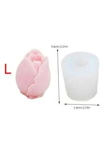 1pc 3D Tulip Bud Mold Candle Mold DIY Flower Shaped Fragrance Stone Plaster Soap Epoxy Resin Mold Cement Concrete Gypsum Clay Mold Handmade Candle Decor