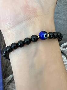 邪恶之眼黑色电气石同理心保护光环护盾吸收负能量手链水晶疗愈缓解压力手链 - 惡魔之眼 - 查看 5