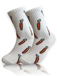 3 Pairs Soft Comfortable Casual Plant Printed Mid-Calf Socks For Men And Women - Multicolor - View 5