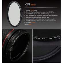 KnightX KnightX Polarizer CPL Filter - Camera Lens Filter - 49mm 52mm 55mm 58mm 67mm 72mm 77mm For Canon Nikon