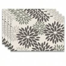 A Set Of 4/6pcs Spring And Summer Placemats Designed With Colorful Spring Flower Patterns, Woven From 100% Polyester Fiber, Machine Washable Polyester Placemats With Multiple Color Patterns To Choose From, Heat-Resistant, Stain Resistant, Waterproof, Easy To Clean, Suitable For Coffee Table Decoration, Holiday Party Decoration, Table Protection, Kitchen And Living Room Decoration