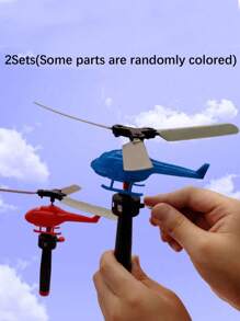 1/2/4/6/8/10/16/20 Sets Random Color Outdoor Pull Line Helicopter Toy Plane, Fly Small Plane, Teenager's Outdoor Games Sports Toys, Handle Pull Helicopter, New Year/Halloween/Christmas/ Birthday Gifts , Plastic Toy, Party Small Gift, Stress Relief Toy, Decompression Toy, Indoor/Outdoor Activity