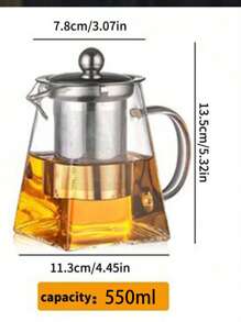 1 Stück dickwandiger hochhitzbeständiger und frostfester Teekanne aus Borosilikatglas, mit 304er Edelstahlfilter, für losen Tee, Kaffee, kochendes Wasser, geeignet für Gasherd & Induktionskochfeld, für Zuhause & Büro, Schulanfang