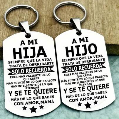 1pc Stainless Steel Inspirational Keychain "To My Daughter/Son", Birthday, Graduation Gift Car Accessories Bag Charm Backpack For School Cute Goth Y2k