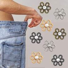 1 Piece Adjustable Pants Waist Size Flower Shape Pin, Fits Jeans, T-Shirts, Pants, No Sewing, Removable Button Pin Without Tools, 1 Piece Pants Waist Tightener, Flower Style Removable, Flower Jeans Button Pin, Instant Jeans Buttons For Loose Jeans, Pants Waist Clips Without Sewing, Adjustable Waist Button Extender Set - Adjustable Waist Buckle - View 9