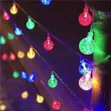 1 PACK 10/20/40/80 Guirlandes lumineuses à boules de cristal à LED alimentées par batterie, lumières de fée intérieures étanches, boules suspendues pour chambre, jardin, arbre, camping, mariage, fête et décoration