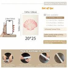 1 pieza, Cuadro colgante de lienzo, enmarcado, Arte de pared, Pósteres, Impresión de concha color rosa pastel, Decoración de habitación de playa, Póster de surf oceánico, Casa de playa, Chica de coco universitaria, Decoración de dormitorio elegante, Decoración de habitación, Arte rosa, Decoración del hogar