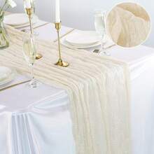 1 pieza Cheesecloth (gasa) de mesa de color crema, Cheesecloth (gasa) bohemio de granja brillante de 120 pulgadas (304,8 cm), Cheesecloth (gasa) con lentejuelas brillantes, Adecuado para bodas, fiestas, bautizos, cumpleaños y decoración del hogar