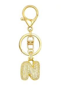 Spring & Summer Essential - Gold Letter Keychain, Unisex, Shiny A-Z Letter Keychain Pendant, Suitable For Backpacks, Handbags, Car Keys, House Keys, Suitable For Dates, Study, Vacation, Beach, Work, Commuting, And Also A Fashion Gift For Mother's Day, Bag Charm.