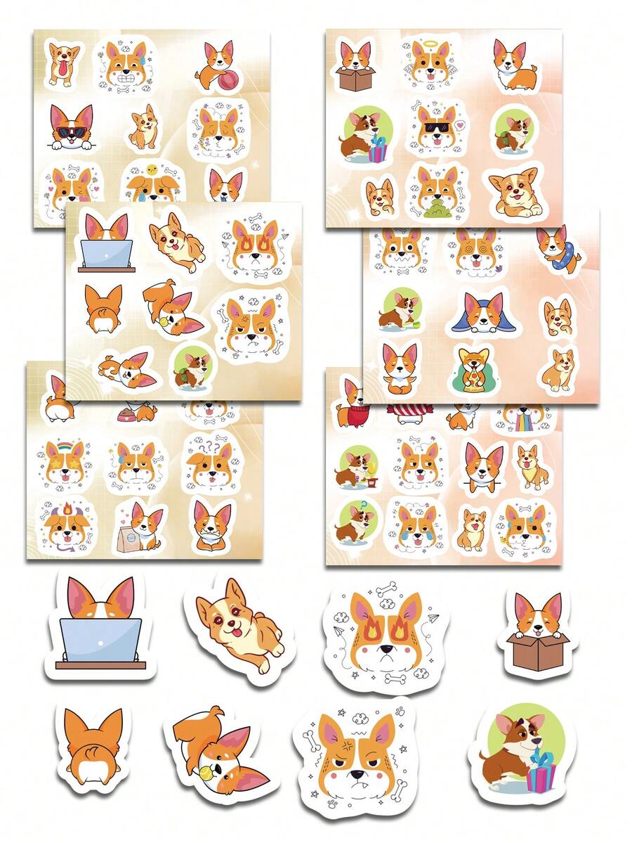 6pcs 56 Stickers Corgi Stickers Graffiti Stickers Cheap Stickers Vinyl Stickers Diary Stickers Hand Tent Stickers Decorate Party Skateboard Phone Case Water Cup Guitar Sticker Sticker Can Diy Sticker Sticker Notebook Sticker