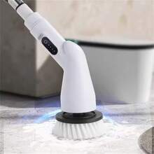 1pc Wireless Electric Rotating Cleaning Brush - USB Rechargeable, 5/8-9pcs Replaceable Brush Heads, Detachable Telescopic Handle, Suitable For Kitchen/Living Room/Bathroom Cleaning, Li-Ion Battery Powered, All-In-One Household Cleaning Tool - Multicolor - View 10