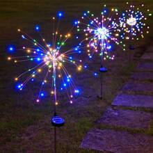 1PC Solar Powered Fireworks Lights, 8 Adjustable Lighting Modes,LED Fireworks Solar Outdoor Lawn Light Daily Waterproof And Energy-Saving, Suitable For Courtyard, Camping, Park, Festival And Party Decoration (90 Lights / 120 Lights / 200 Lights)