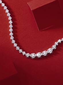 1条925纯银莫桑石网球项链（带可调节延长链），适合女性，母亲节、情人节、订婚、结婚、周年纪念、生日礼物