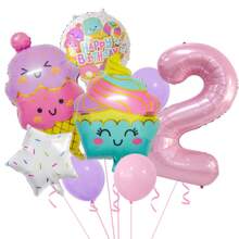 Summer Party Ice Cream & Donut Foil Balloons, 5-Pointed Star Decorative Balloons